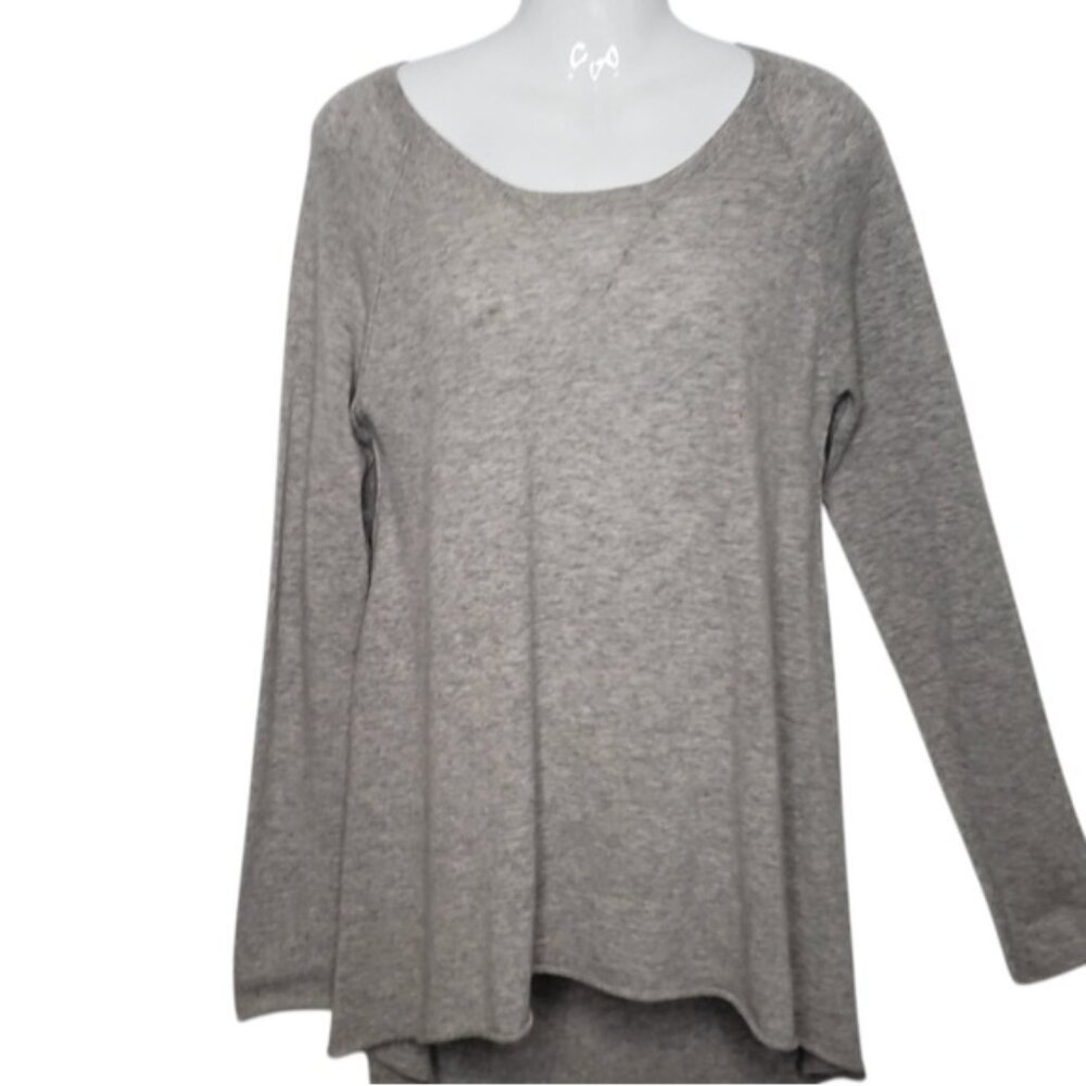 Autumn Cashmere Long Sleeve Hi Low Grey Pullover Sweater Size Large Casual Comfy